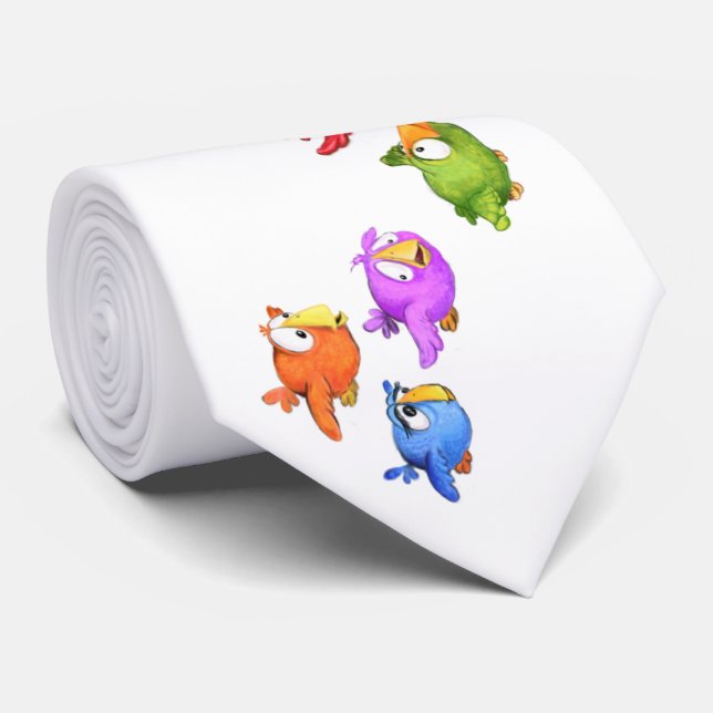 Farbenfroh fliegende Vögel Neck Tie Krawatte (Gerollt)