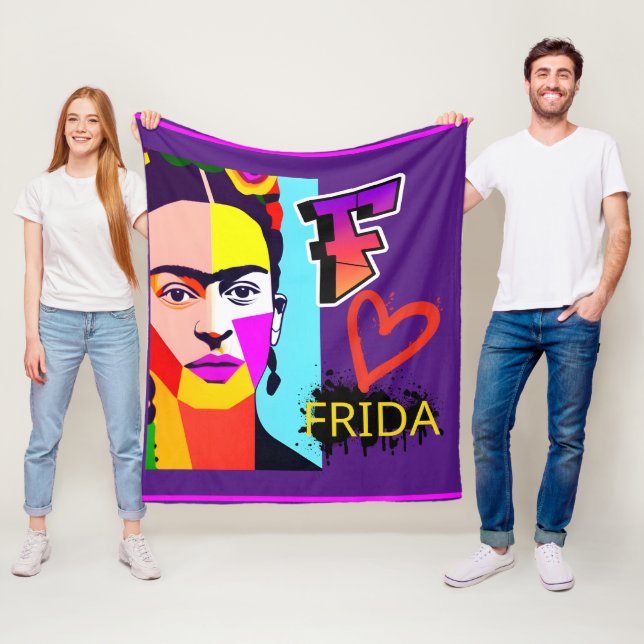 Farbenfroh Frida Heart - Pop Art Art Style Fleecedecke (Beispiel)