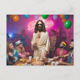 Farbenfroh Funny 1980er glücklich Geburtstag Jesus Postkarte