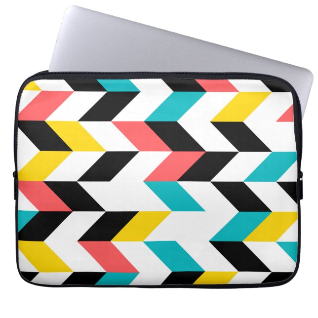Farbenfroh, geometrisch, cool, einzigartig, trendi laptopschutzhülle (Vorderseite)