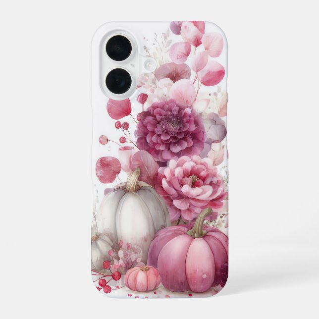 farbenfroh gestaltete Custom Pumpkin und Blume iPhone 16 Hülle (Rückseite)