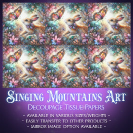 Farbenfroh gestanztes Glas Bunny Butterfly Dekoupa Seidenpapier