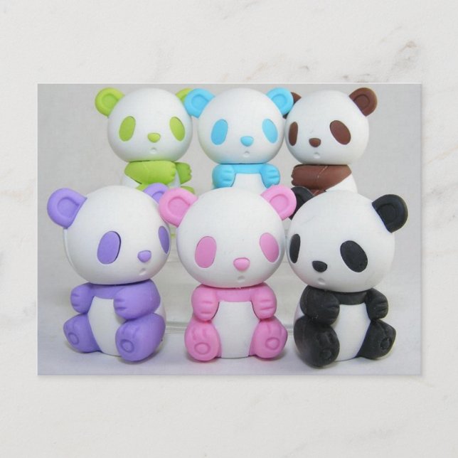 farbenfroh Girly Japanese Anime Kawaii Panda Postkarte (Vorderseite)
