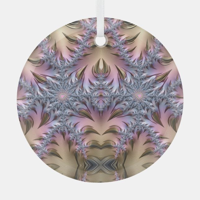 Farbenfroh Golden Ice Fraktal Abstrakte Kunst, Dic Ornament Aus Glas (Vorderseite)