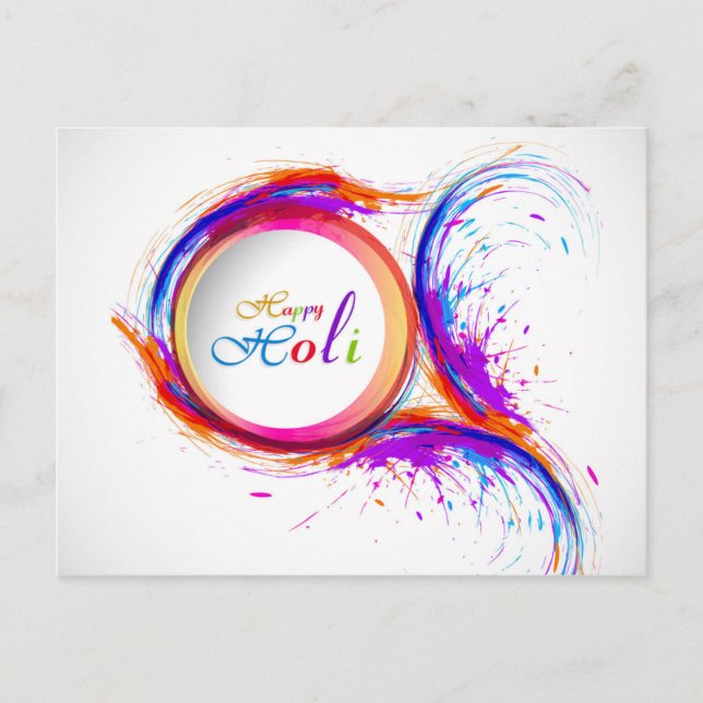 Farbenfroh Happy Holi Paint Swirl Postkarte (Vorderseite)
