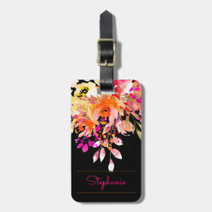 Farbenfroh, hell rosa, orange, floralfarbene Wasse Gepäckanhänger