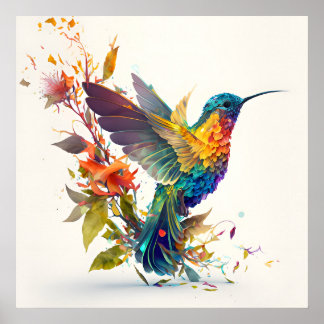 Farbenfroh Humminbird Poster