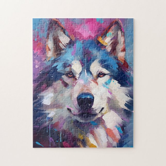 farbenfroh Husky Puzzle (Vertikal)