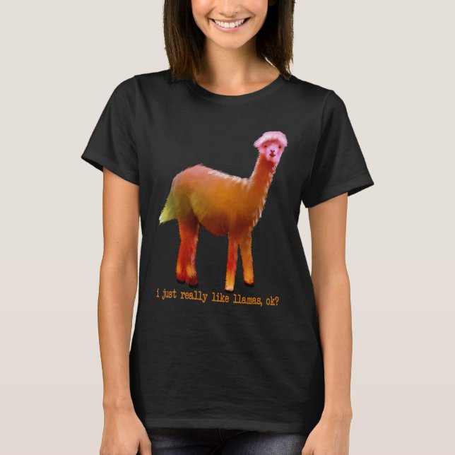 Farbenfroh, ich mag Lamas OK Funny Animal T-Shirt (Vorderseite)