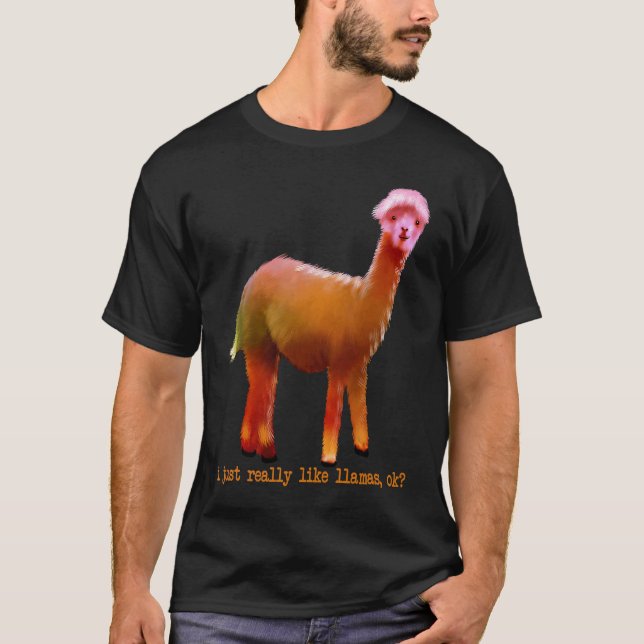 Farbenfroh, ich mag Lamas OK Funny Animal T-Shirt (Vorderseite)