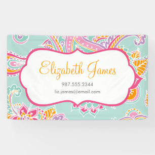 Farbenfroh Illustriert Bohemisch Paisley Henna Banner