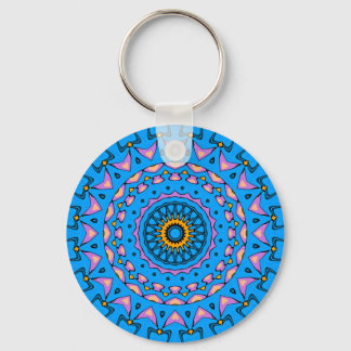 farbenfroh Kaleidoskop mandala in blau rosa orange Schlüsselanhänger