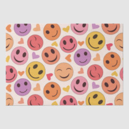 Farbenfroh Lächeln Glückliche Gesichter mit Herzen Seidenpapier