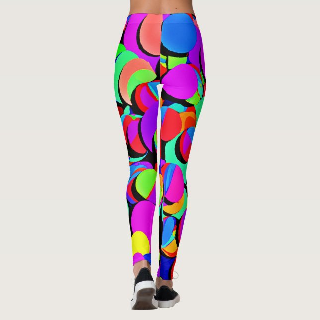 Farbenfroh lebendiges Retro-Revival-Muster Leggings (Rückseite)