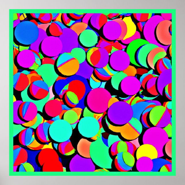 Farbenfroh lebendiges Retro-Revival-Muster Poster (Vorne)