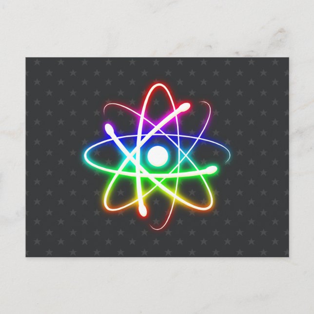 Farbenfroh leuchtendes Atom - Grüße Postkarte (Vorderseite)