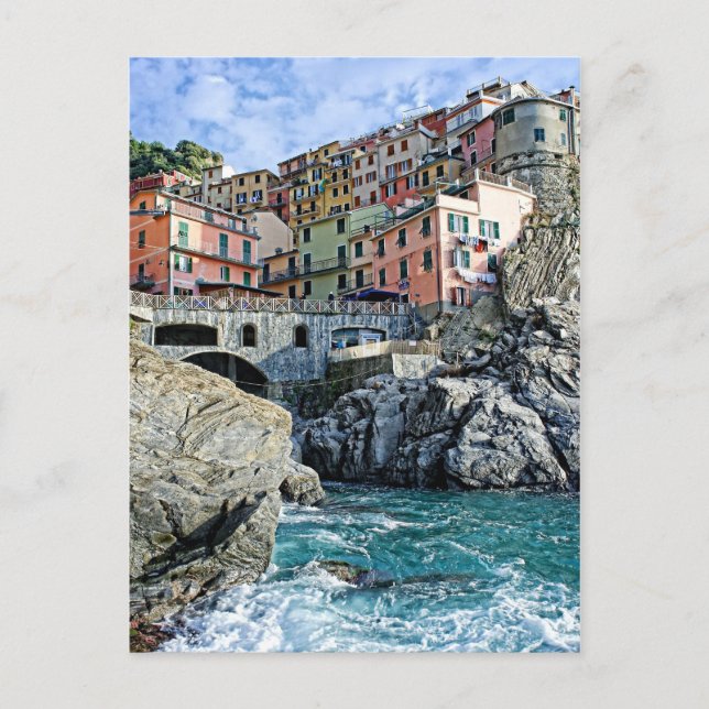 Farbenfroh Manarola, Italienische Postkarte (Vorderseite)