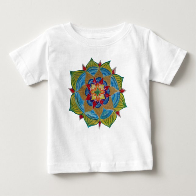 Farbenfroh Mandala Baby Fine Jersey T - Shirt (Vorderseite)