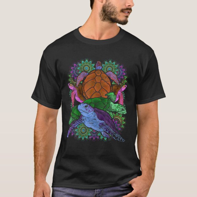 Farbenfroh Mandala Maori Tribal Sea Animal Hawaii T-Shirt (Vorderseite)
