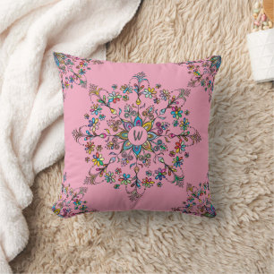 Farbenfroh Mandala Mit Monogramm Throw Kissen