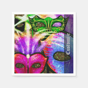 Farbenfroh Mardi Gras Masks Napkins Serviette