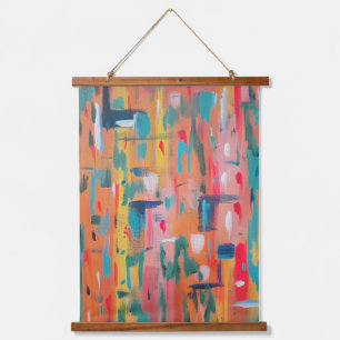 Farbenfroh Mark Making Abstrakt Art Wandteppich Mit Holzrahmen