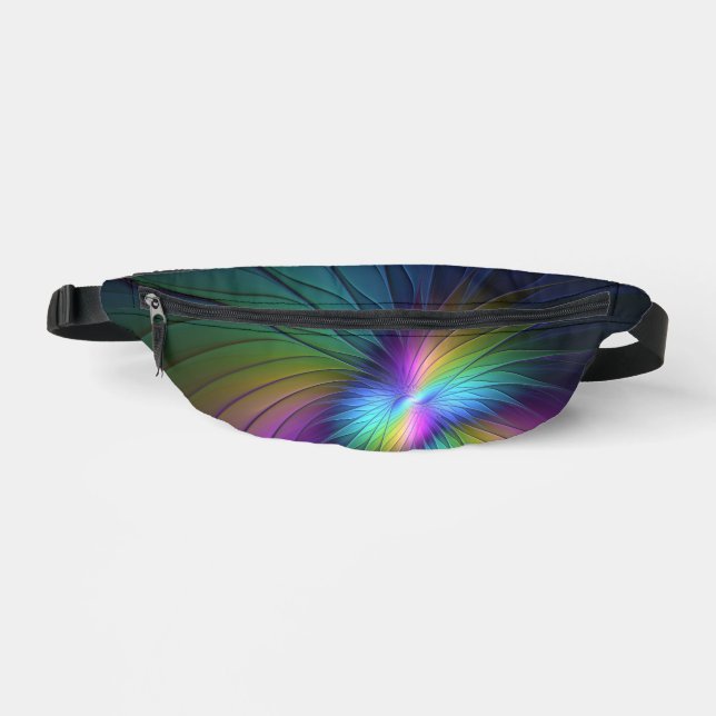 Farbenfroh mit blauem, modernem Abstraktem Fraktal Bauchtasche (Vorderseite)