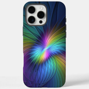 Farbenfroh mit blauem, modernem Abstraktem Fraktal iPhone 16 Pro Max Hülle