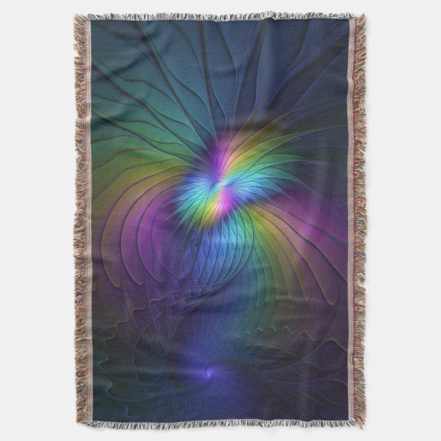 Farbenfroh mit blauem, modernem Abstraktem Fraktal Decke (Vorderseite Vertikal)