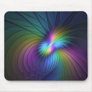 Farbenfroh mit blauem, modernem Abstraktem Fraktal Mousepad