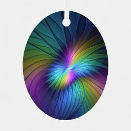 Farbenfroh mit blauem, modernem Abstraktem Fraktal Ornament Aus Metall