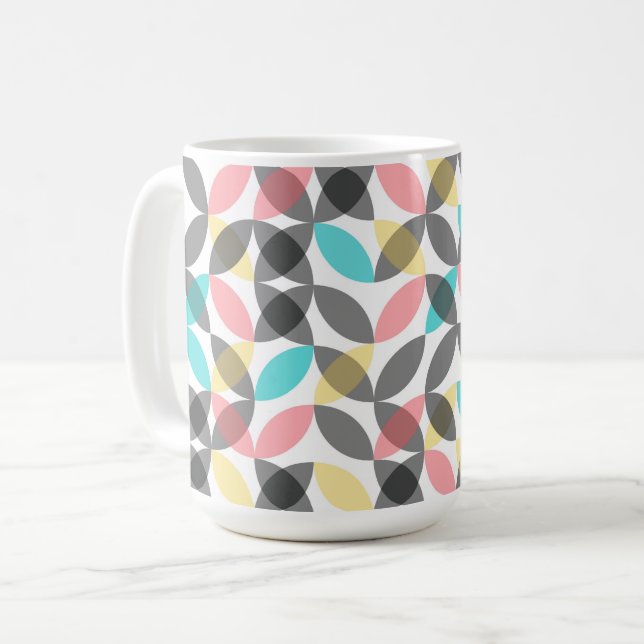 Farbenfroh, modern, fröhlich kreisförmig geometris kaffeetasse (Vorderseite Links)