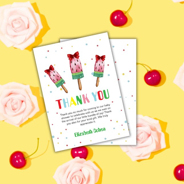 Farbenfroh, modern und fertig zum Pop Ice Cream Ba Dankeskarte (Colorful modern Ready To Pop Ice Cream Baby Shower Thank You Card)