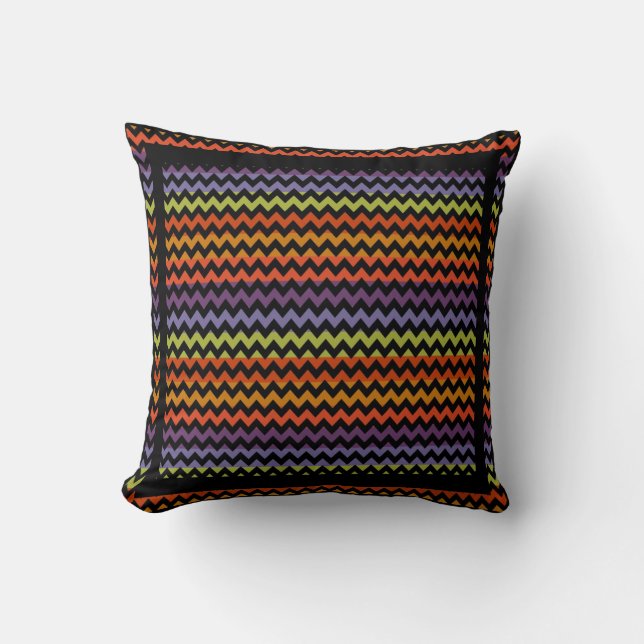 Farbenfroh, modern Zickzack Zigzag Kissen (Vorderseite)