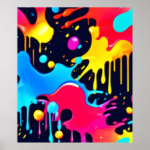 Farbenfroh Neonpaint Spritzer Art Poster