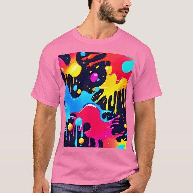 Farbenfroh Neonpaint Spritzer Art T-Shirt (Vorderseite)