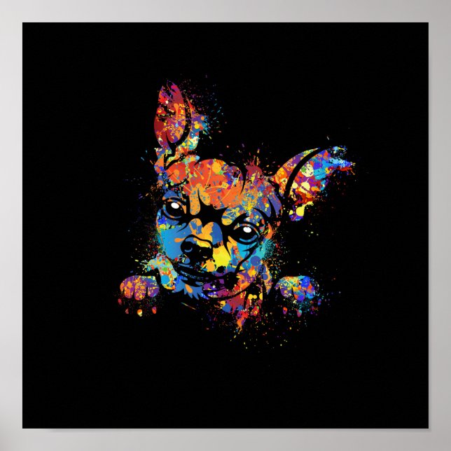 Farbenfroh Niedlich Chihuahua Poster (Vorne)