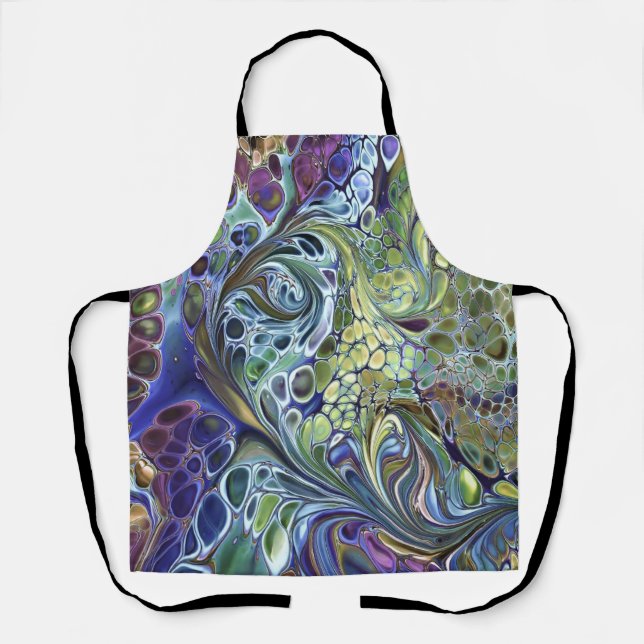 Farbenfroh Olive Salbei grün, lila blau Schürze (Vorderseite)