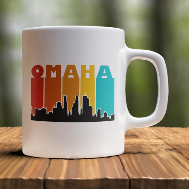 Farbenfroh Omaha Nebraska Retro Sunset Kaffeetasse (omaha retro sunset cityscape coffee mug)