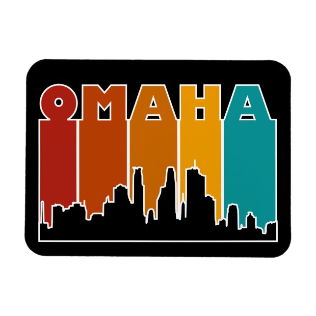 Farbenfroh Omaha Nebraska Retro Sunset Magnet (Horizontal)
