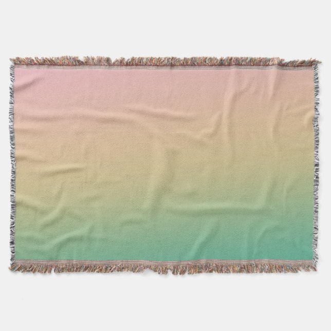 Farbenfroh Ombre Gradient Aquamarin Peach Pink Decke (Vorderseite)