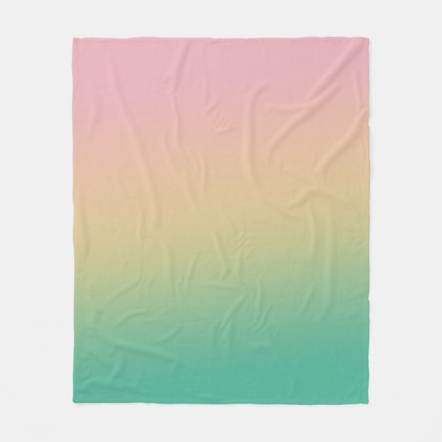 Farbenfroh Ombre Gradient Aquamarin Peach Pink Fleecedecke (Vorderseite)