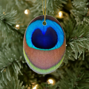 Farbenfroh Peacock Feather Eyespot Keramik Ornament