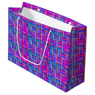 Farbenfroh pink Lila Blue Retro Vintag geometrisch Große Geschenktüte