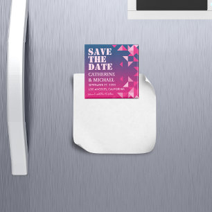 Farbenfroh pink und blau geometrisch Save the Date Magnet