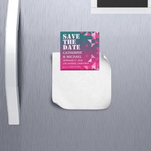 Farbenfroh pink und grün geometrisch Save the Date Magnet
