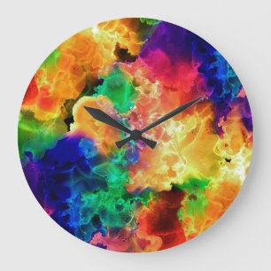 Farbenfroh Psychedelic Abstrakt Rainbow Große Wanduhr