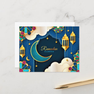 farbenfroh Ramadan Kareem Gold Crescent Postkarte