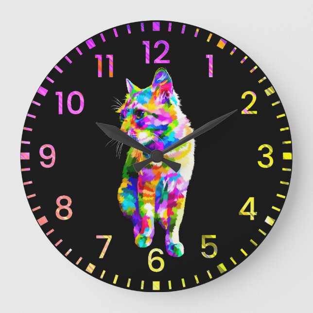 Farbenfroh ・ Regenbogenhaube ・ Wall Clock Große Wanduhr (Vorderseite)