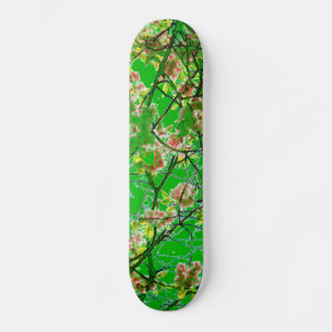 Farbenfroh rosa grün abstraktes Blumendesign Skateboard